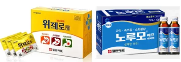 ▲70년 제품역사를 갖고 있는 일양약품의 소화·위장약 '위제로'와 '노루모' 제품.