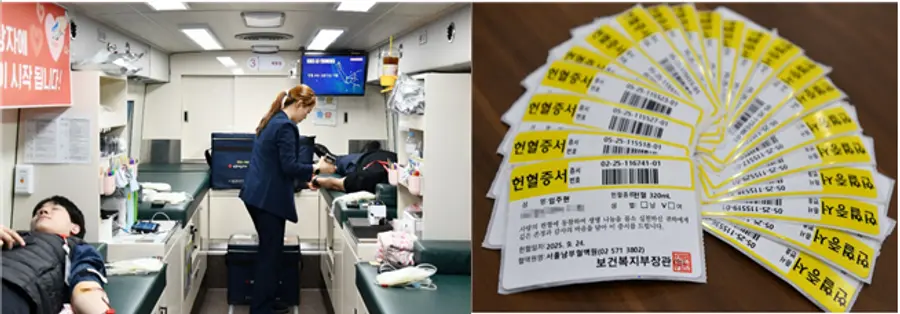 ▲한미그룹 임직원이 상반기 사랑의 헌혈 캠페인에 참여하고 있다