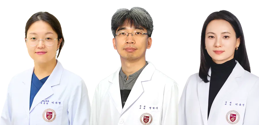 사진 (좌측부터) 제1저자 고려대학교 구로병원 치과교정과 이수영, 공동교신저자 고려대학교 구로병원 치과교정과 정석기·고려대학교 안암병원 치과교정과 이유선 교수