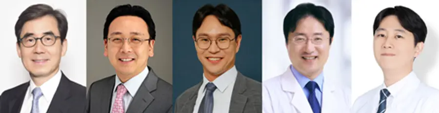 [사진 왼쪽부터] 서울대병원 의생명연구원 김효수 교수, 순환기내과 박경우·강지훈·양한모 교수, 보라매병원 순환기내과 박성준 교수