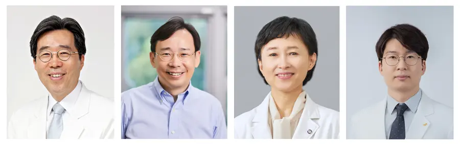 사진 : [왼쪽부터 배상철 의학석좌교수, 신의철 교수, 이혜순 교수, 김우중 교수]