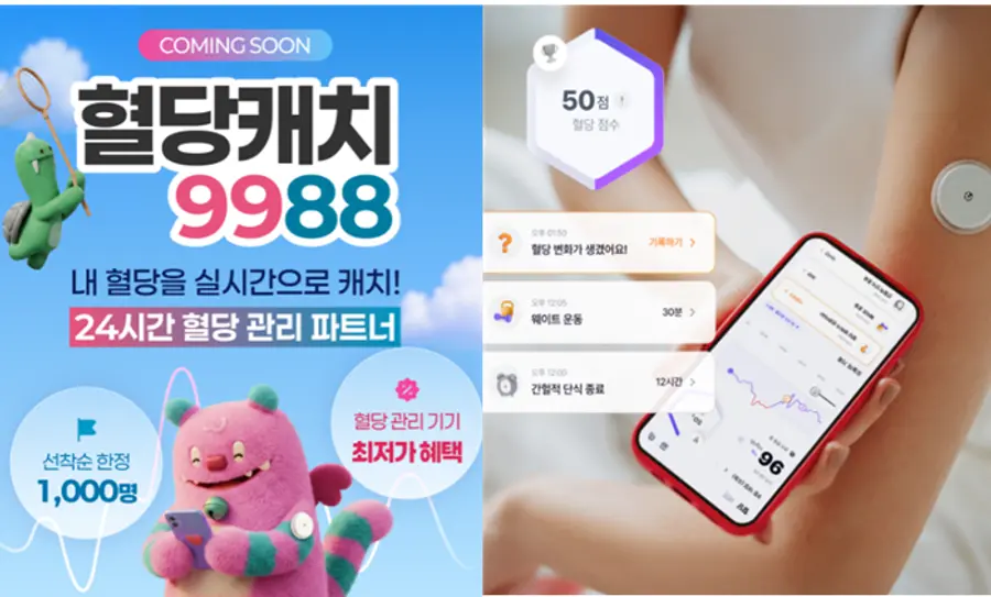 ▲서울시·대웅제약, 당뇨 전단계 시민 대상 혈당관리 지원사업 ‘혈당캐치9988’ 연계 지원과 대웅그룹 혈당 기반 대사건강관리 플랫폼 ‘웰다’ 서비스 화면.