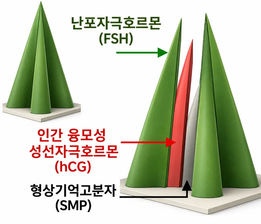[그림] 두 종류의 호르몬을 각각 다른 공간에 저장한 마이크로니들 구조